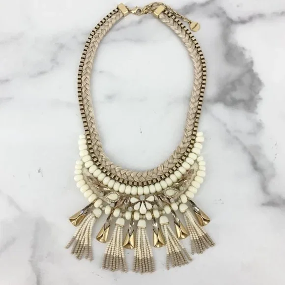 Stella & Dot | Ivory White + Vintage Gold Eloisa Statement Tassel Neckla… - Picture 10 of 15